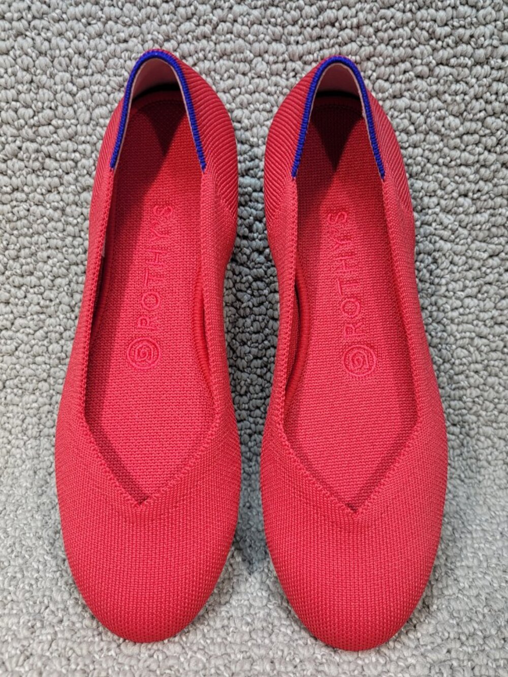 Rothy's The Flat Women's Size 7.5 Bright Red Round Toe Slip on Flat Shoes